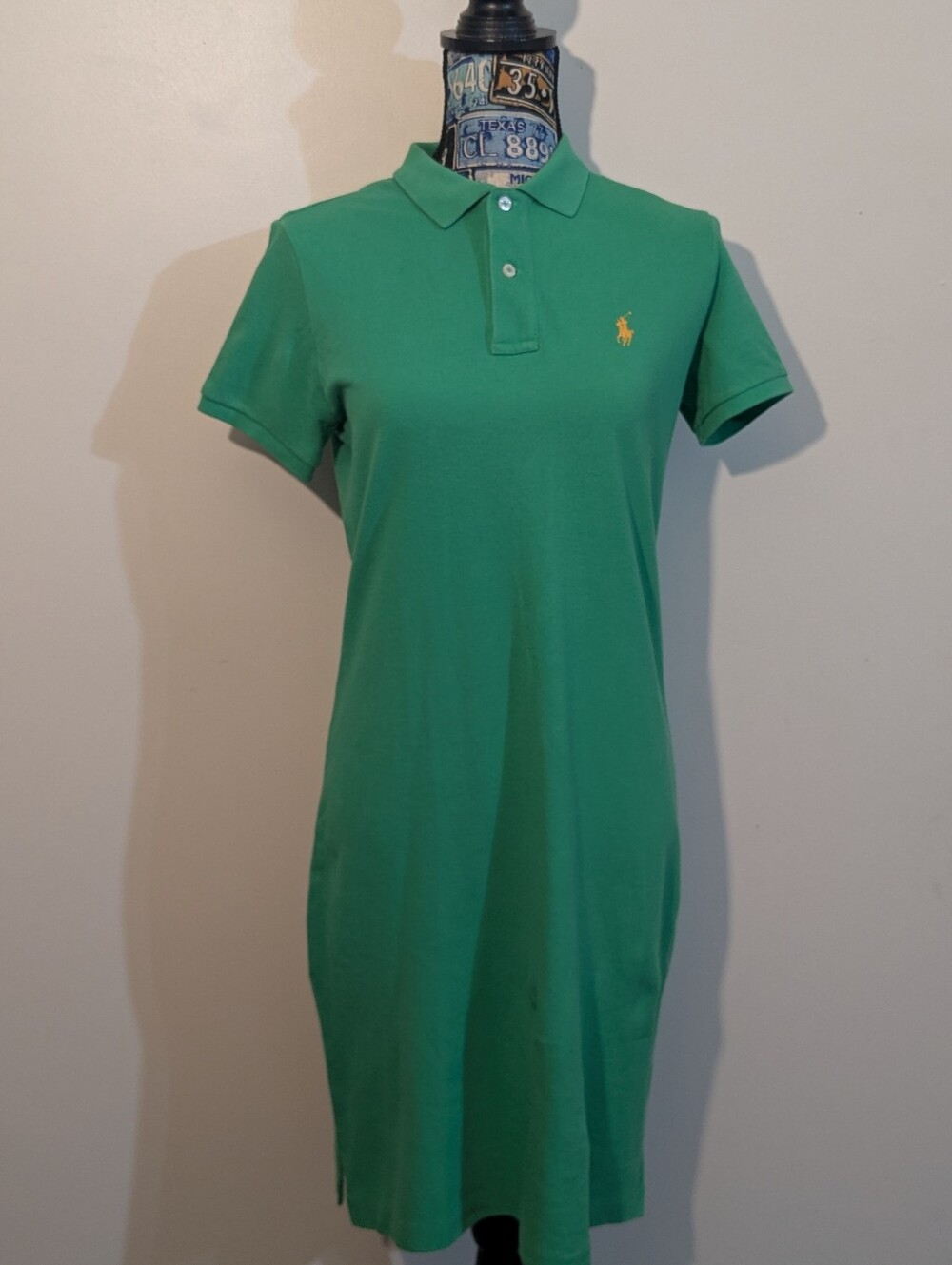 Ralph Lauren Vintage Green Logo Polo Collared Preppy Tennis Style Shirt Dress